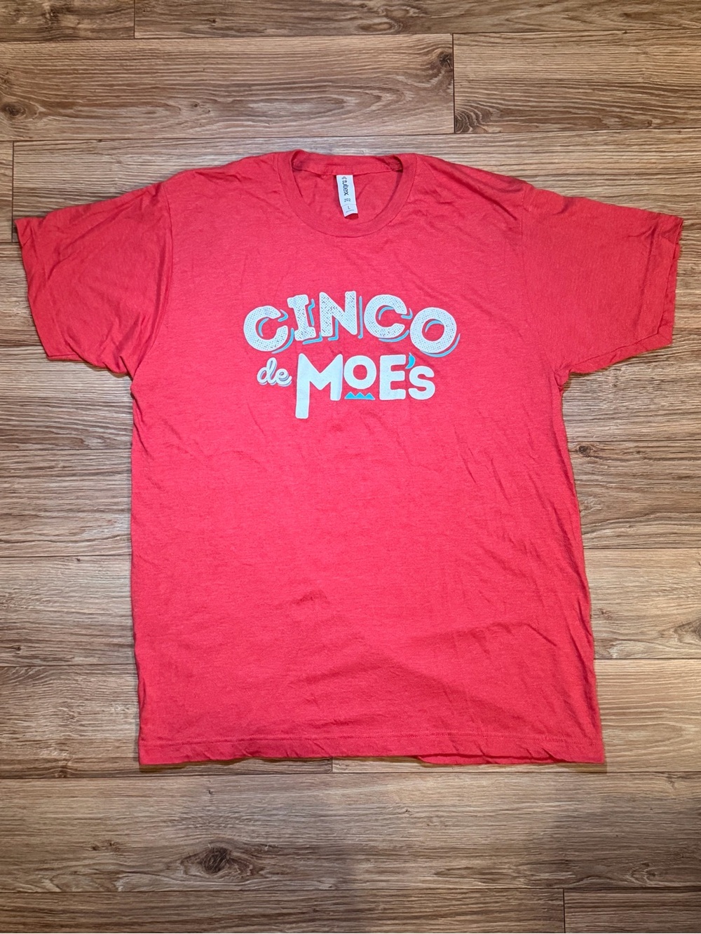 Cinco de Moes red t shirt size large (cinco de Mayo) official work shirt